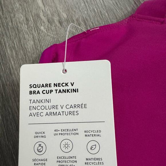 NWT Athleta Square Neck V Bra Cup Tankini Top "Electric Fuschia" Pink 34 D/DD - Picture 7 of 9